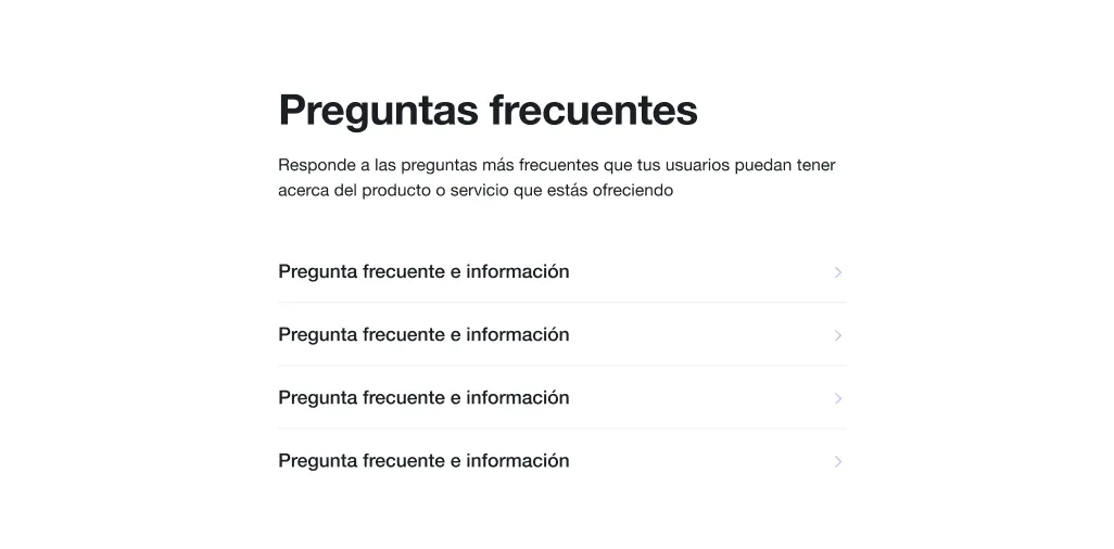 Preguntas frecuentes landing page