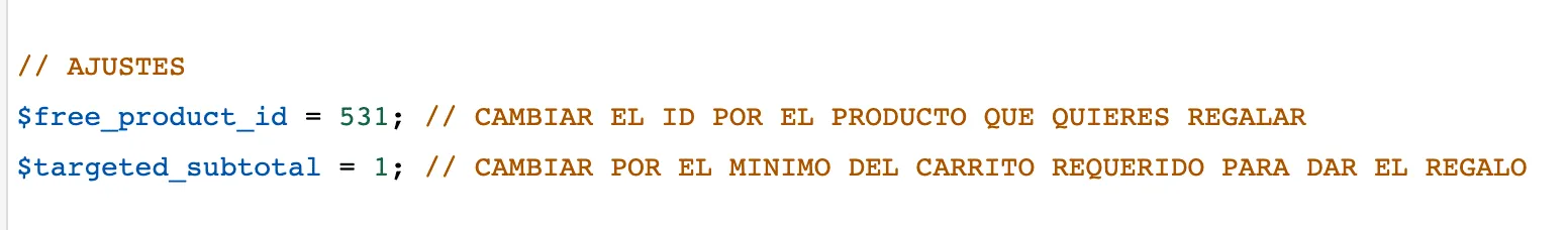 añadir un producto de regalo automáticamente en WooCommerce código