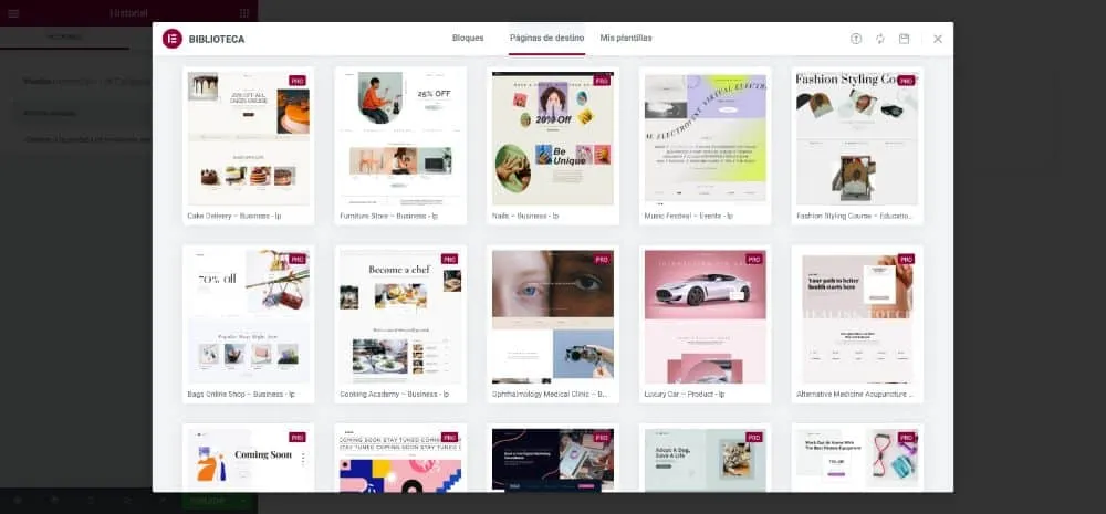 Crear una landing page con Elementor
