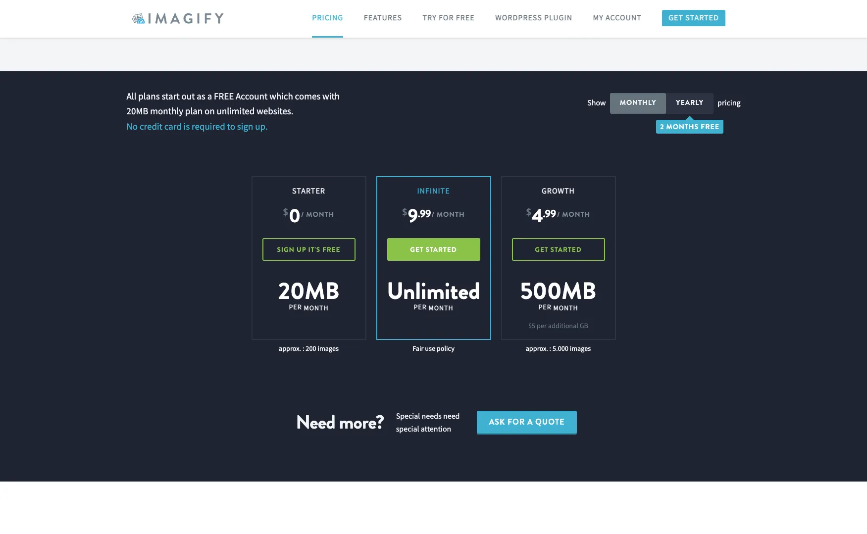 Imagify planes de precios