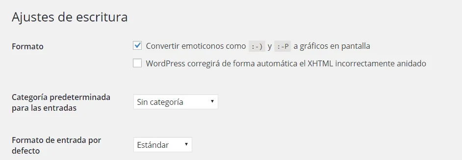 ajustes escritura