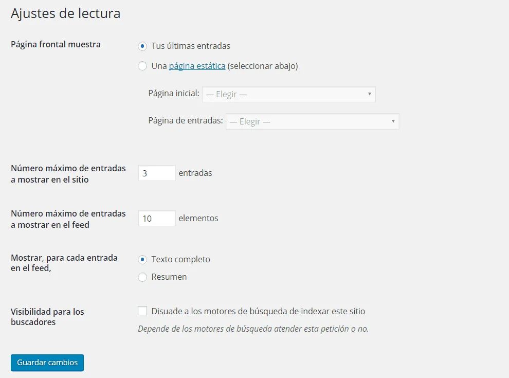 ajustes lectura