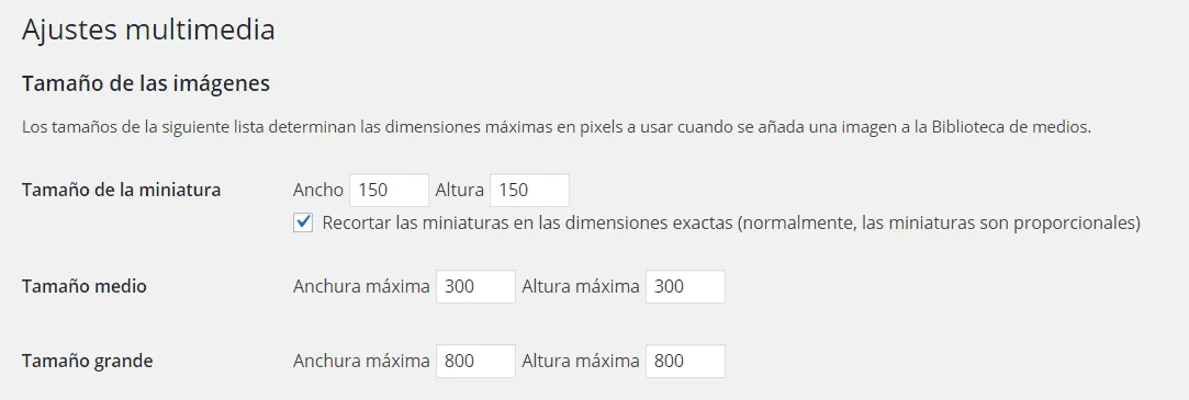 ajustes de medios