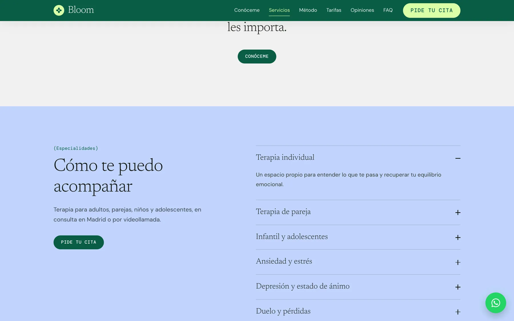 Bloom: servicios en acordeón