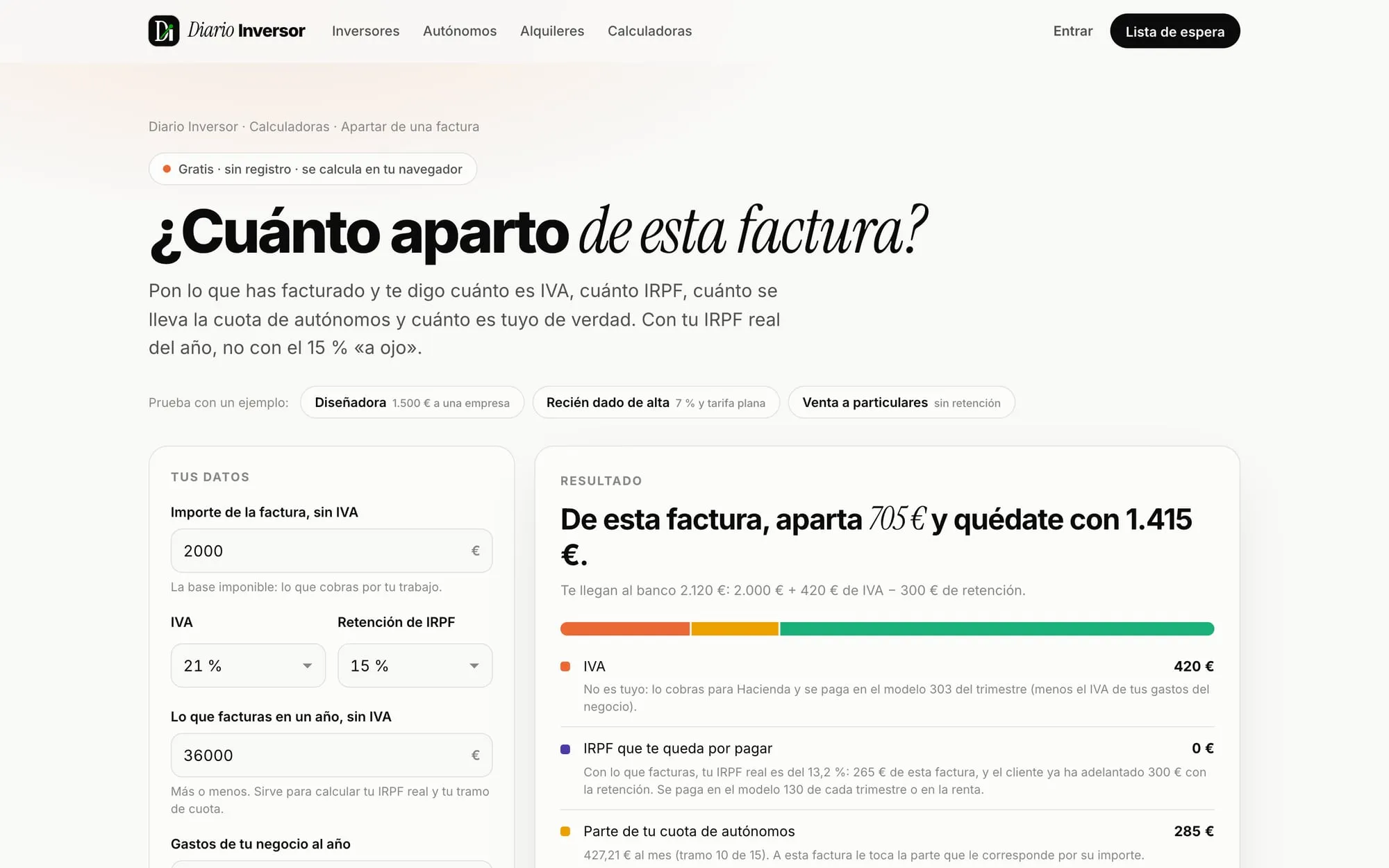 Calculadora: cuánto apartar de cada factura