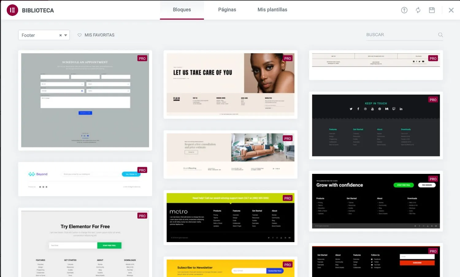 crear footer con elementor